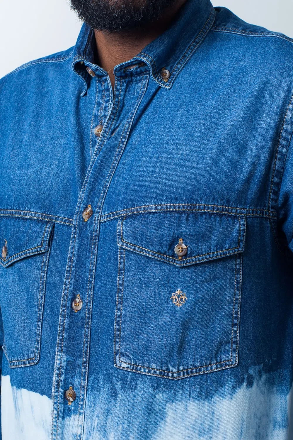 Camisa Jeans ML Azul Escuro