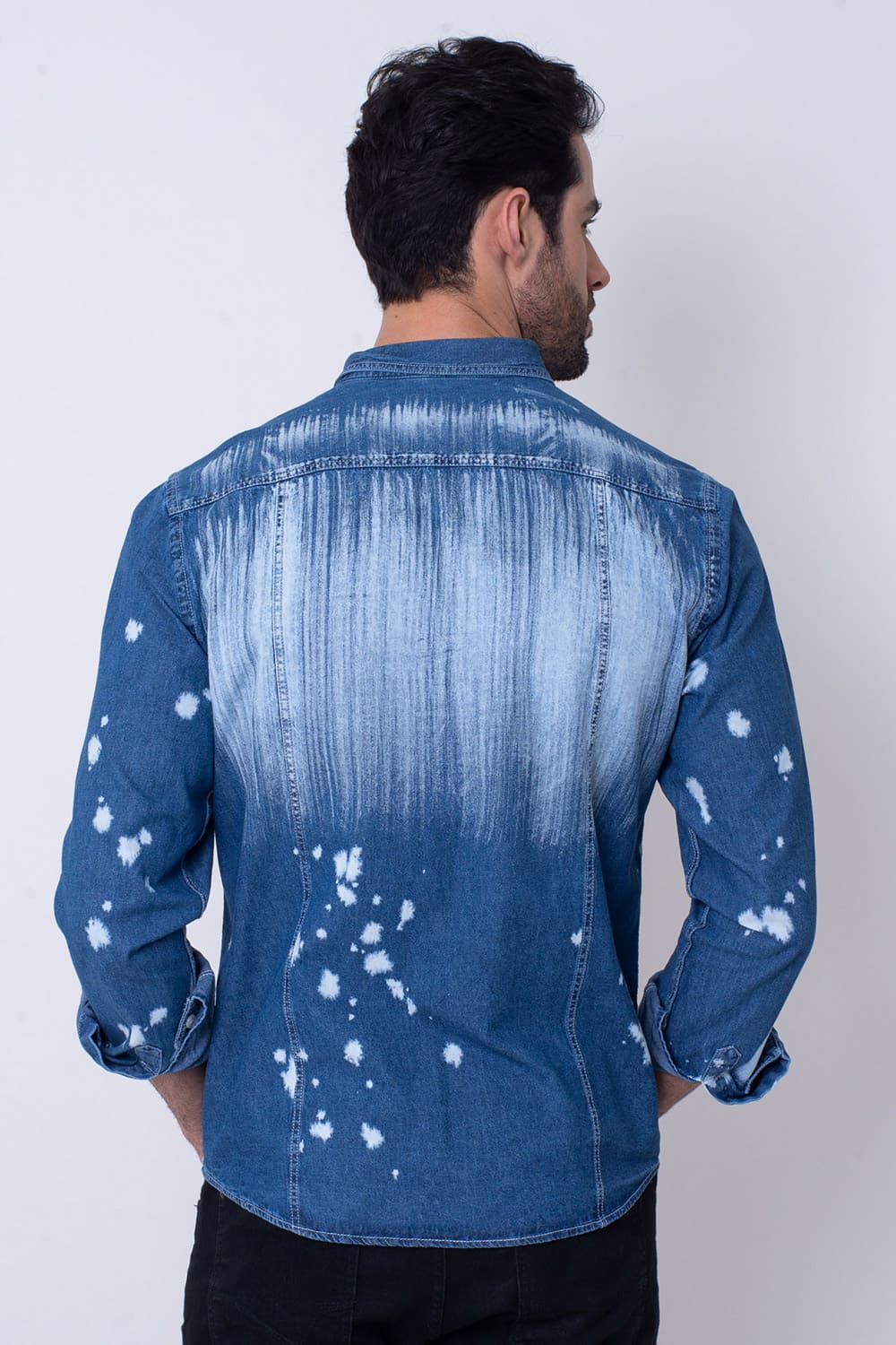Camisa Slim Jeans ML Azul Escuro