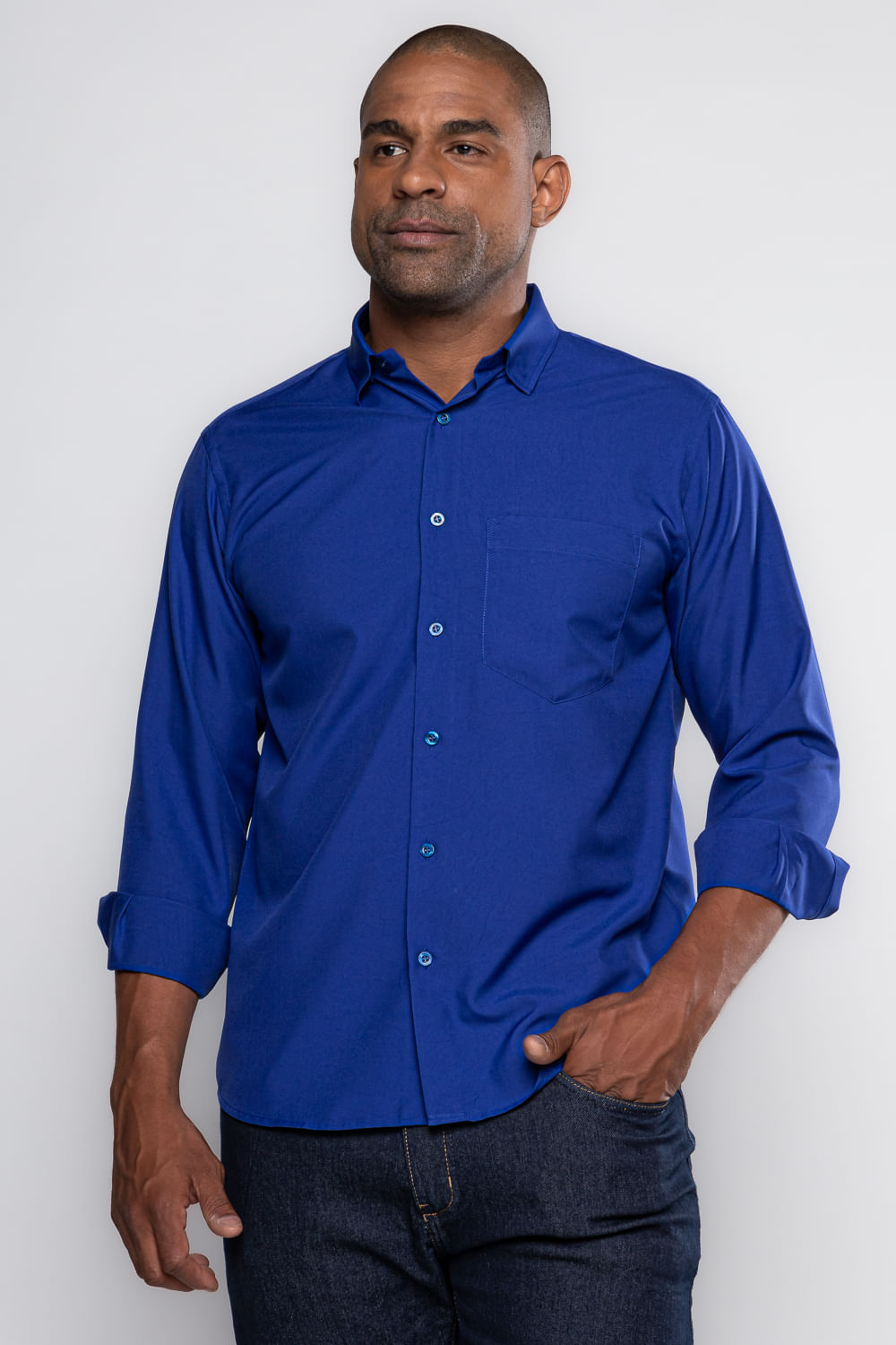 Camisa Microfibra ML Azul