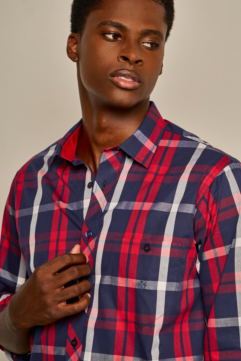 Camisa Xadrez Algodão ML Azul Escuro