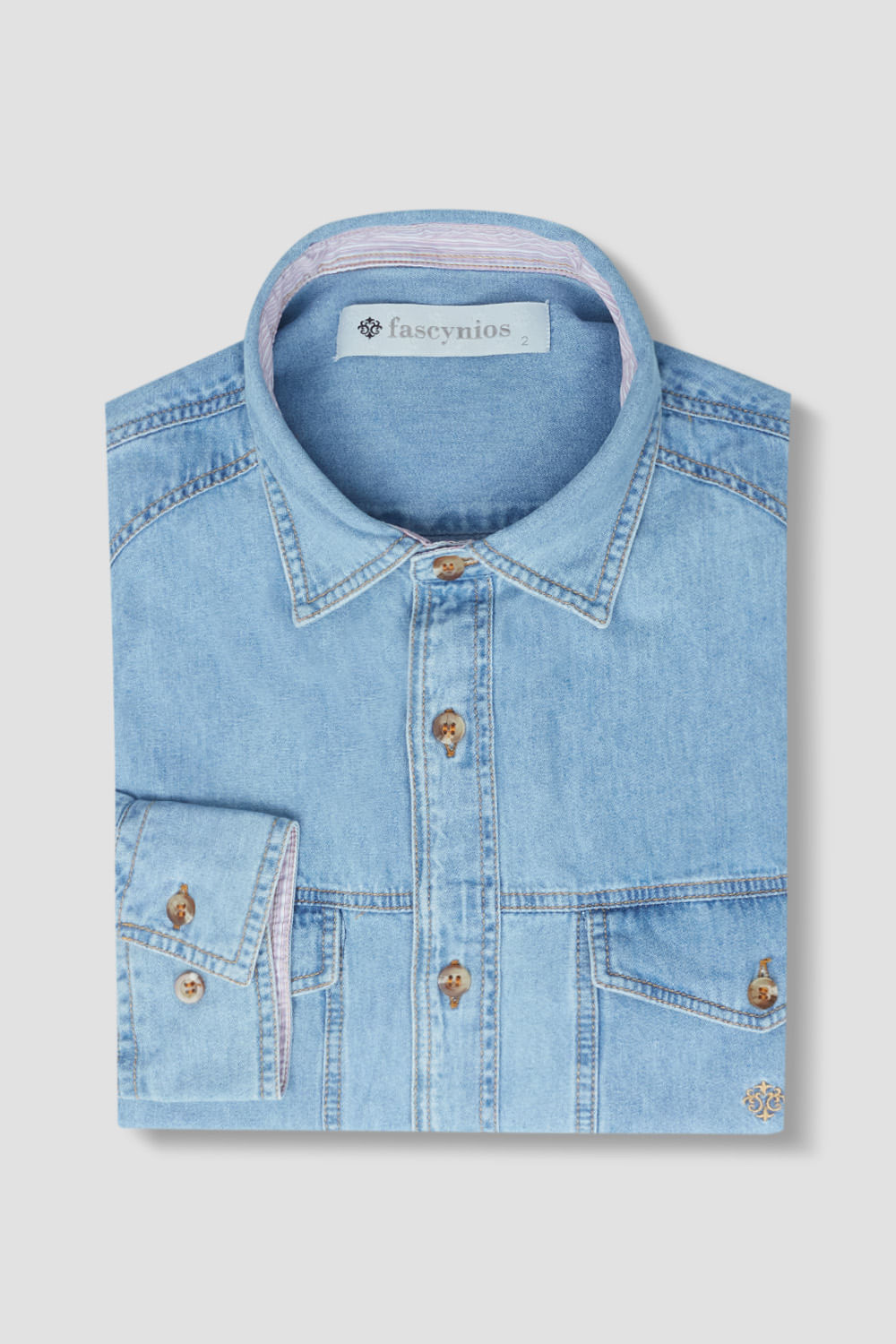 Camisa Jeans ML Azul Escuro