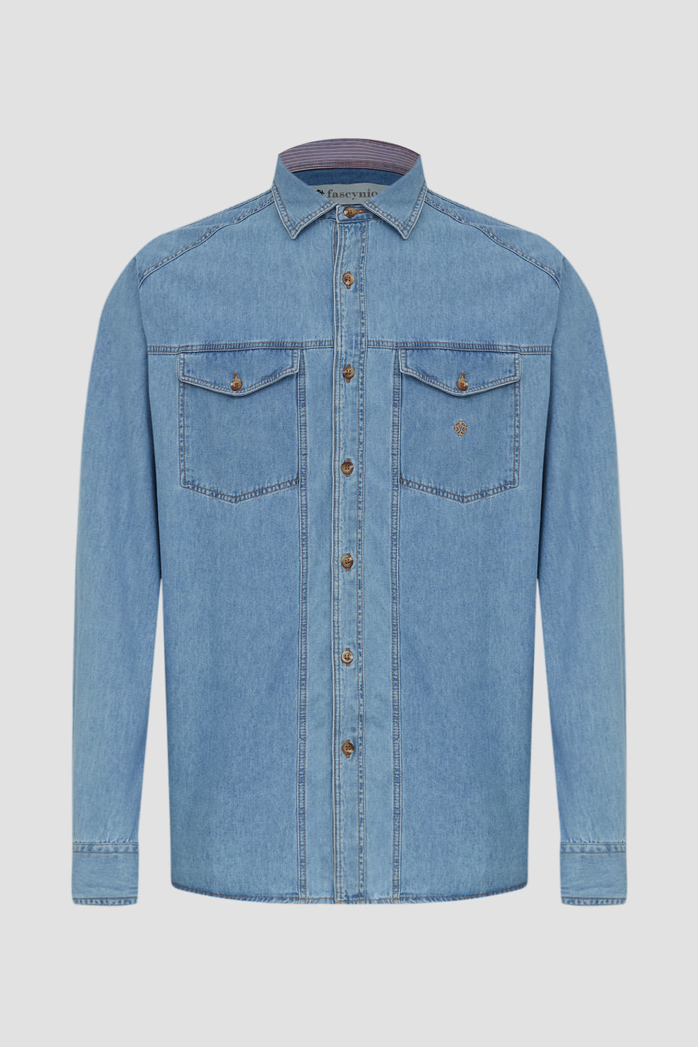 Camisa Jeans ML Azul Escuro