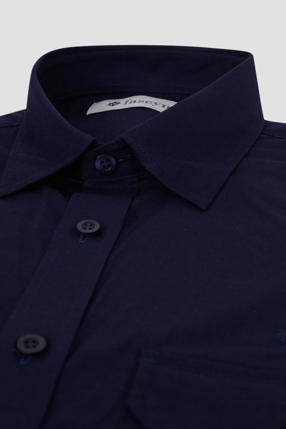 Camisa Algodão Misto ML Azul Escuro
