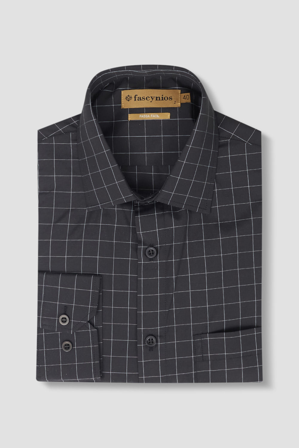 Camisa Social Xadrez Passa Fácil ML Preto