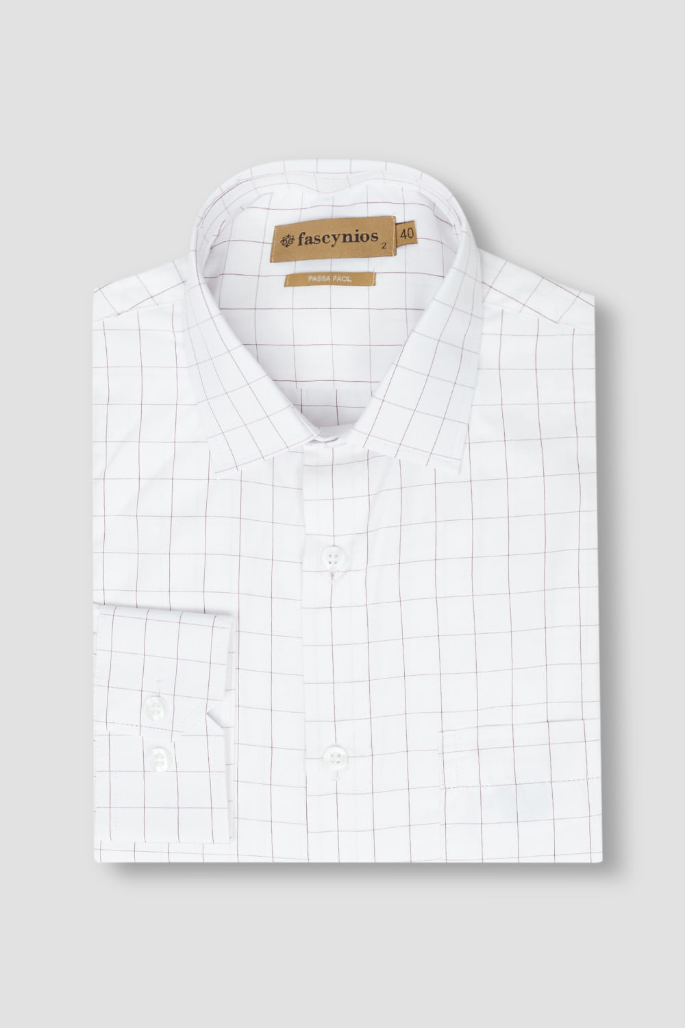 Camisa Social Xadrez Passa Fácil ML Bordo