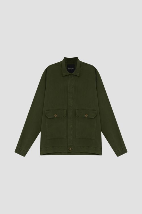 Jaqueta Trucker em Tencel Verde Escuro