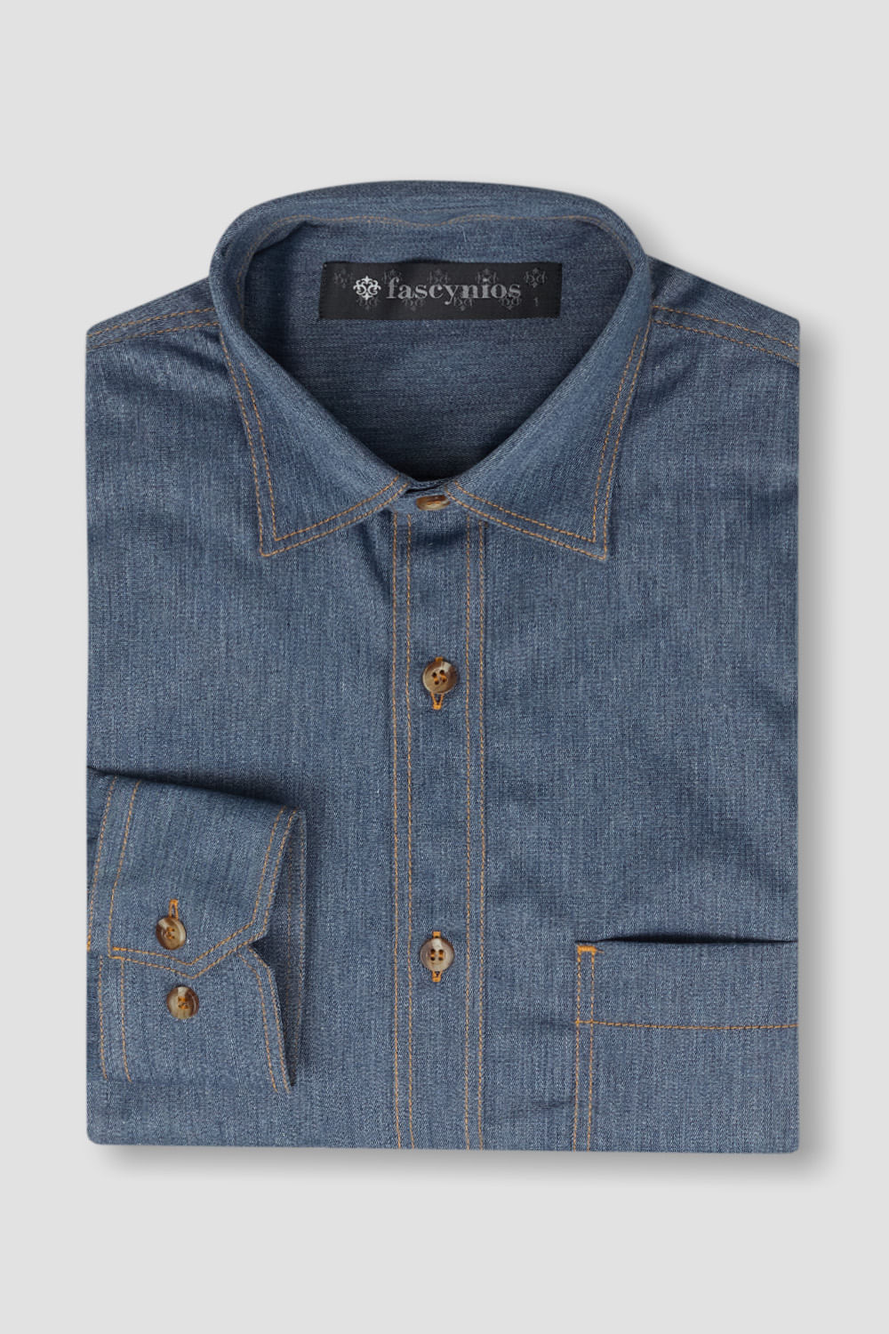 Camisa Jeans ML Azul Escuro