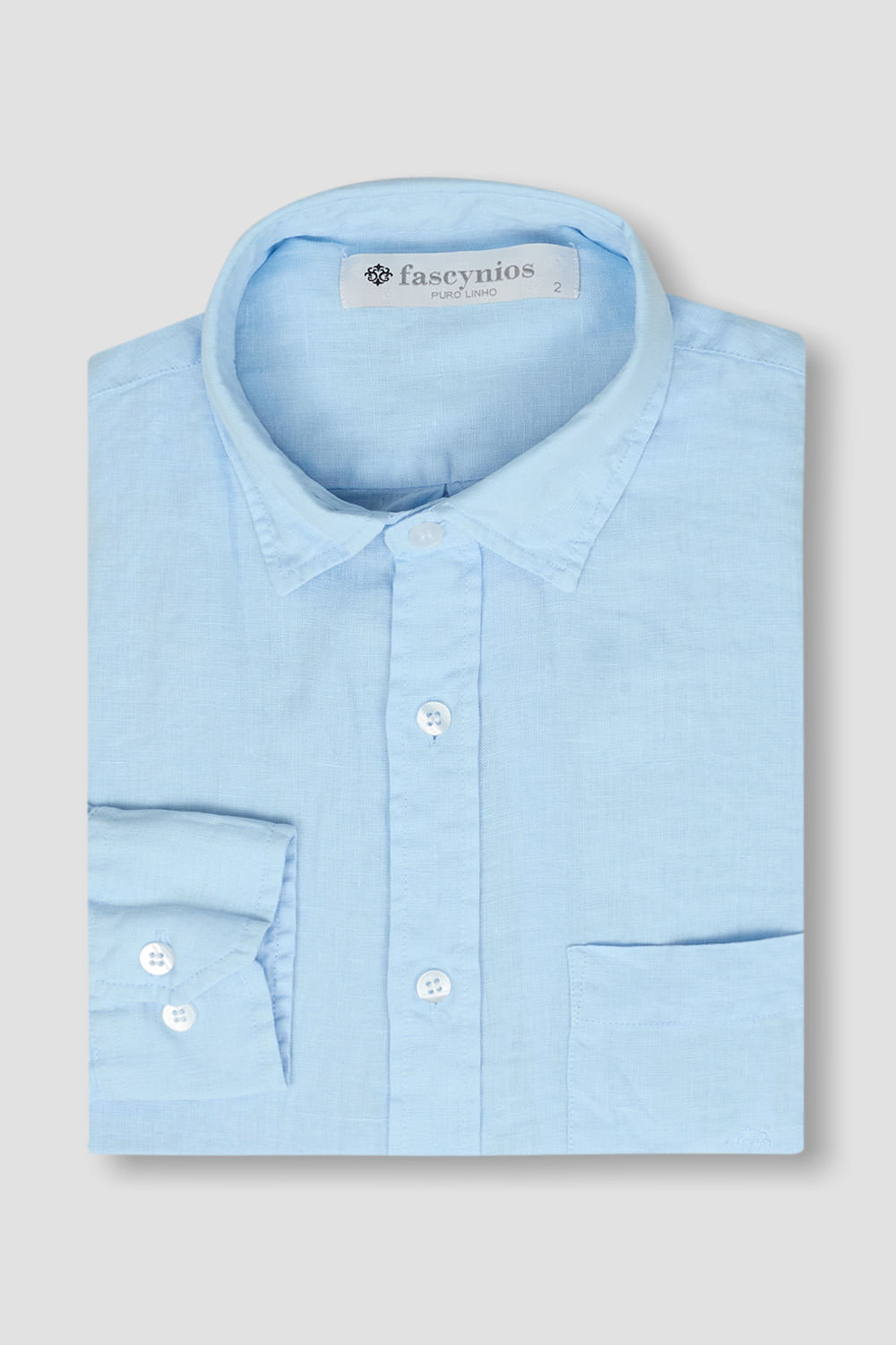 Camisa em Puro Linho Tinturado ML Azul Claro