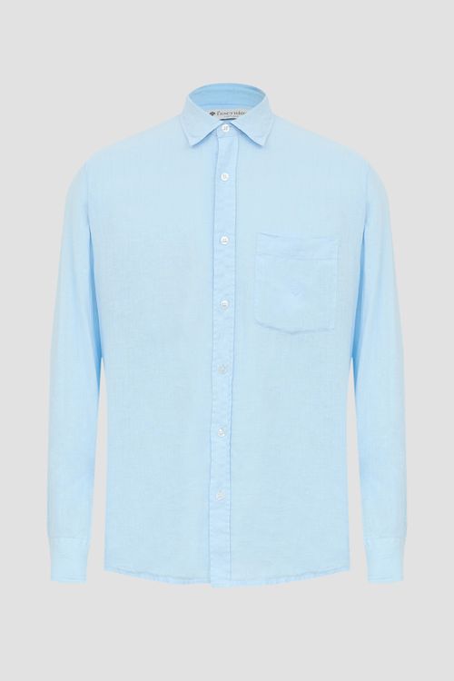Camisa em Puro Linho Tinturado ML Azul Claro
