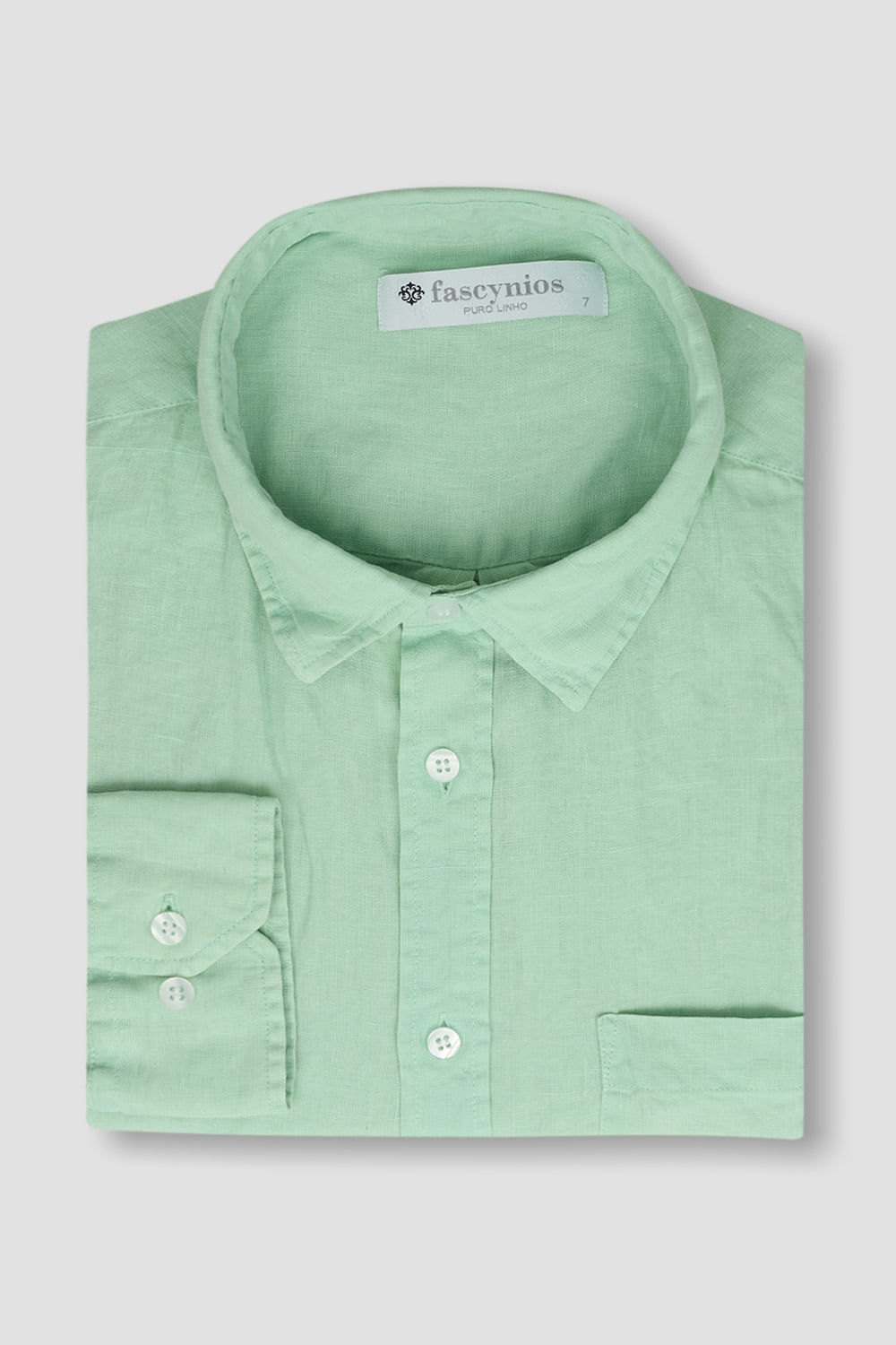 Camisa em Puro Linho Tinturado ML Verde Claro