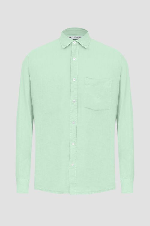 Camisa em Puro Linho Tinturado ML Verde Claro
