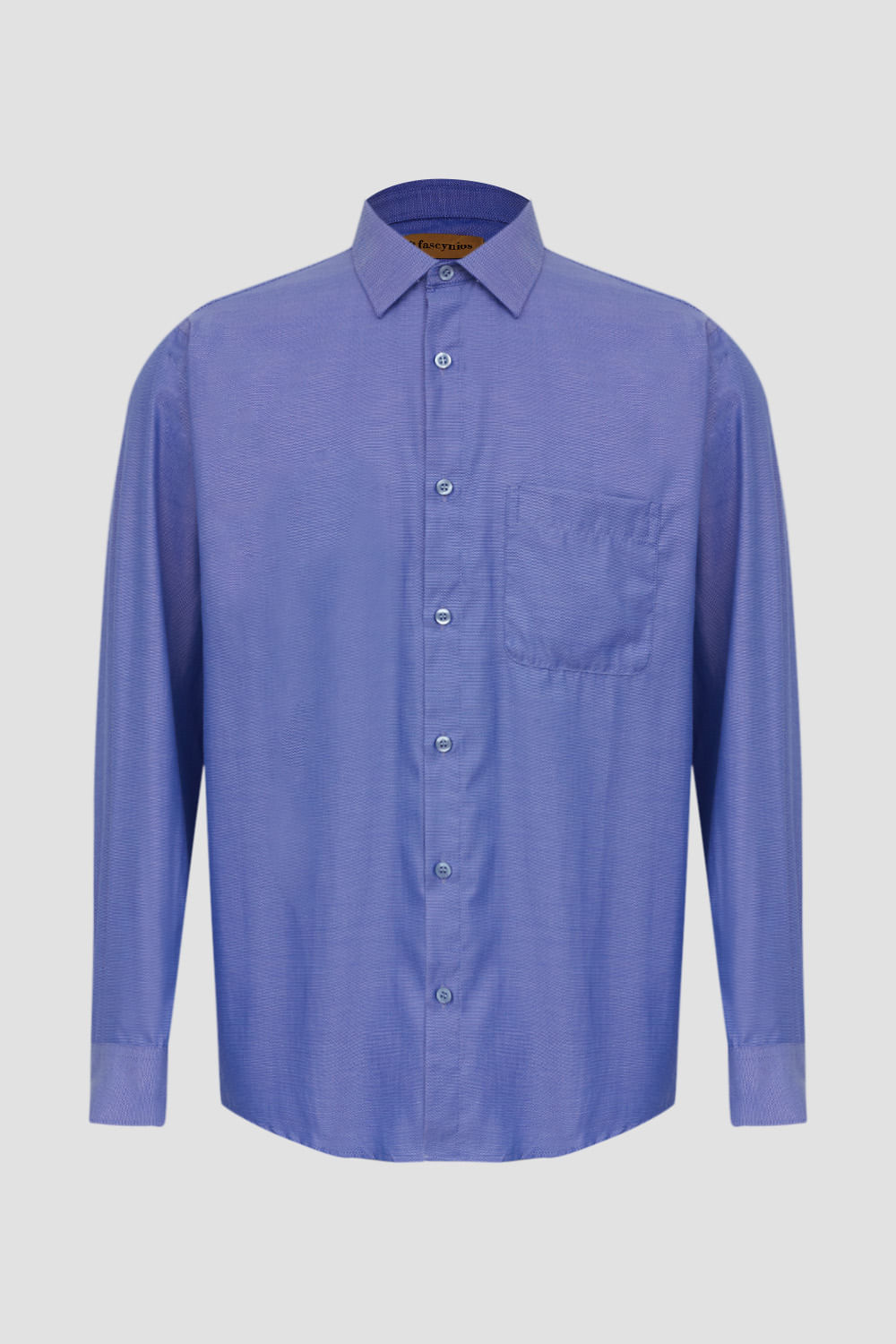 Camisa Social Passa Fácil Maquinetada Azul Médio