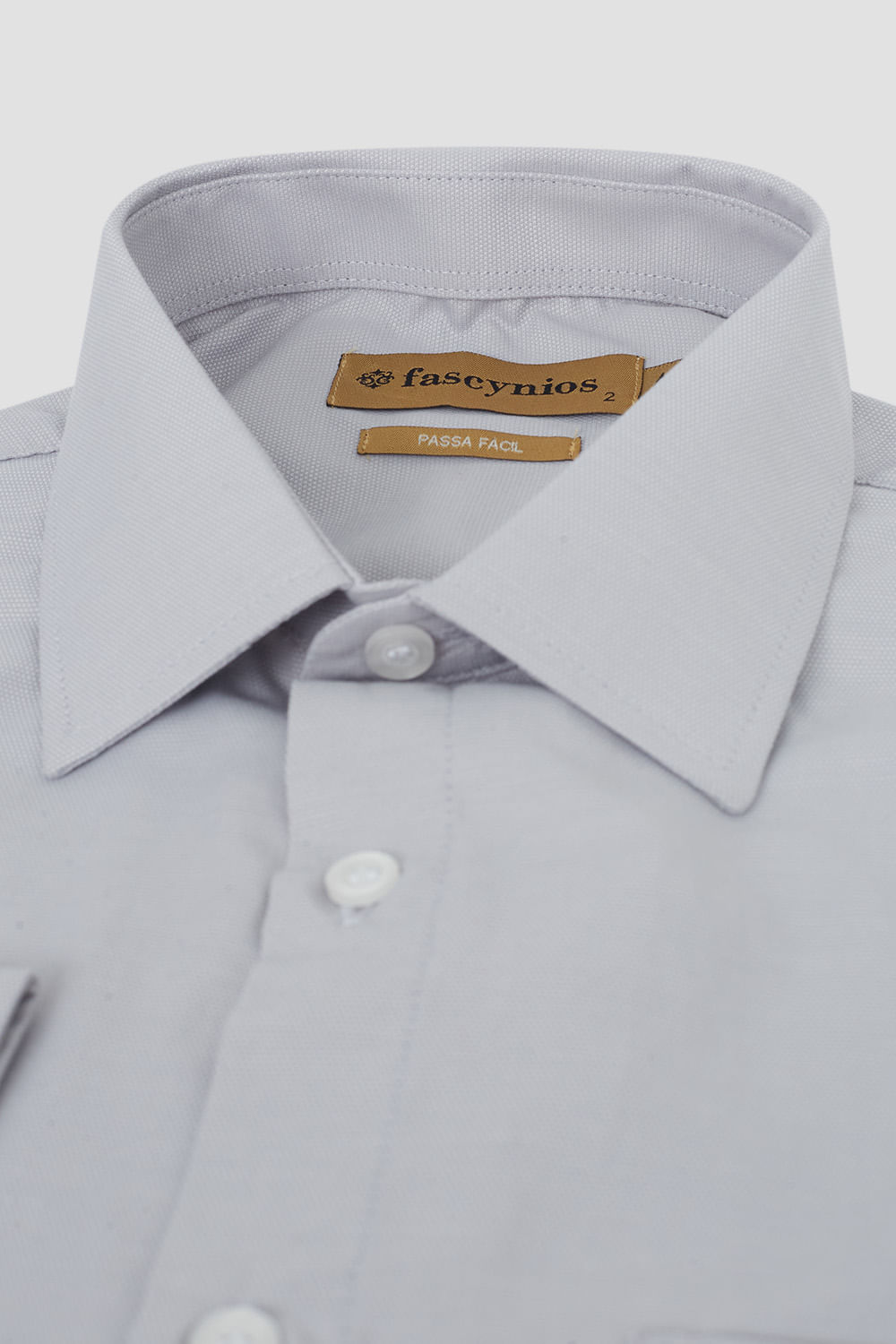 Camisa Social Passa Fácil Maquinetada Cinza