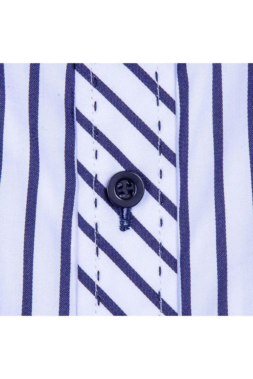 Camisa Slim Listrada Algodão Fio 80 ML Branco