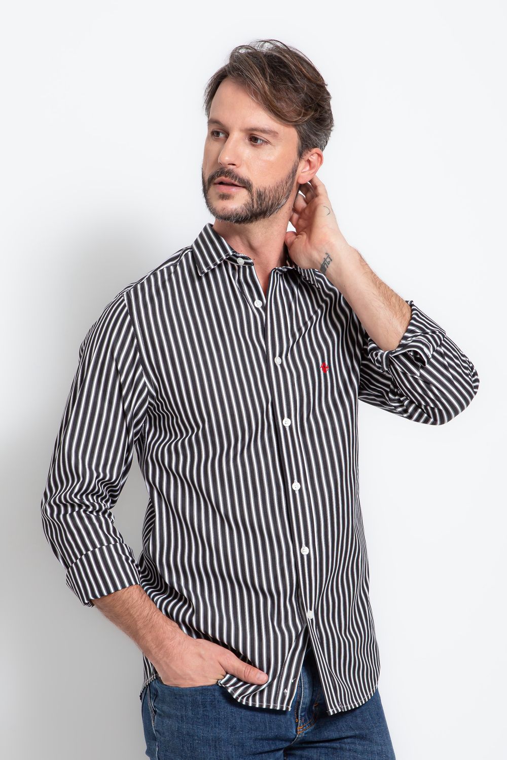 Camisa Slim Comfort Algodão 80 ML Preto