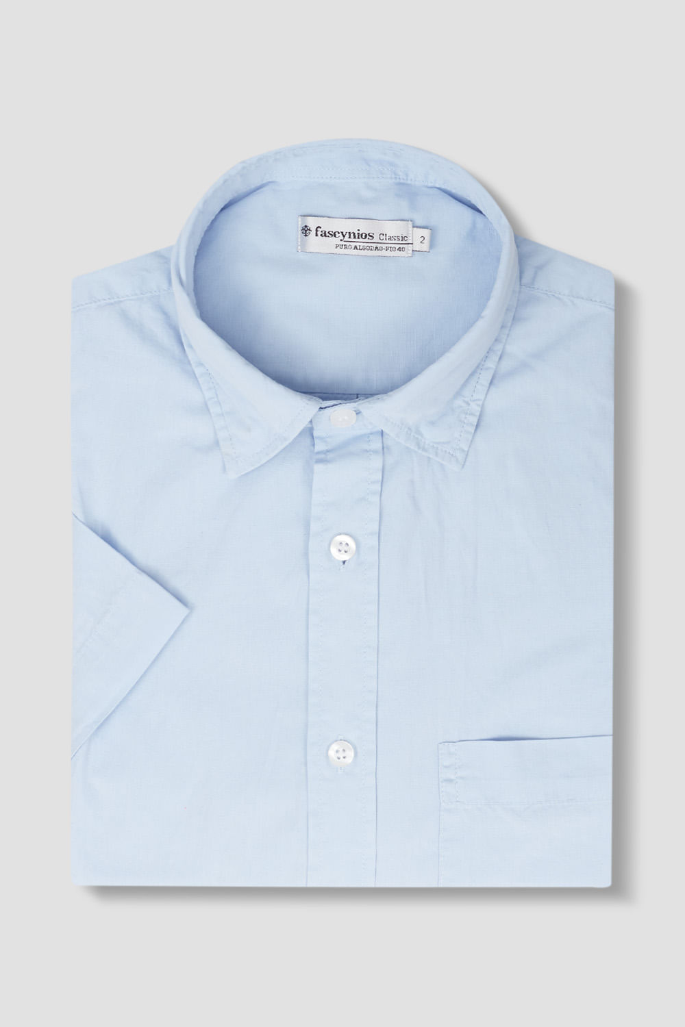 Camisa Algodão MC Azul Claro