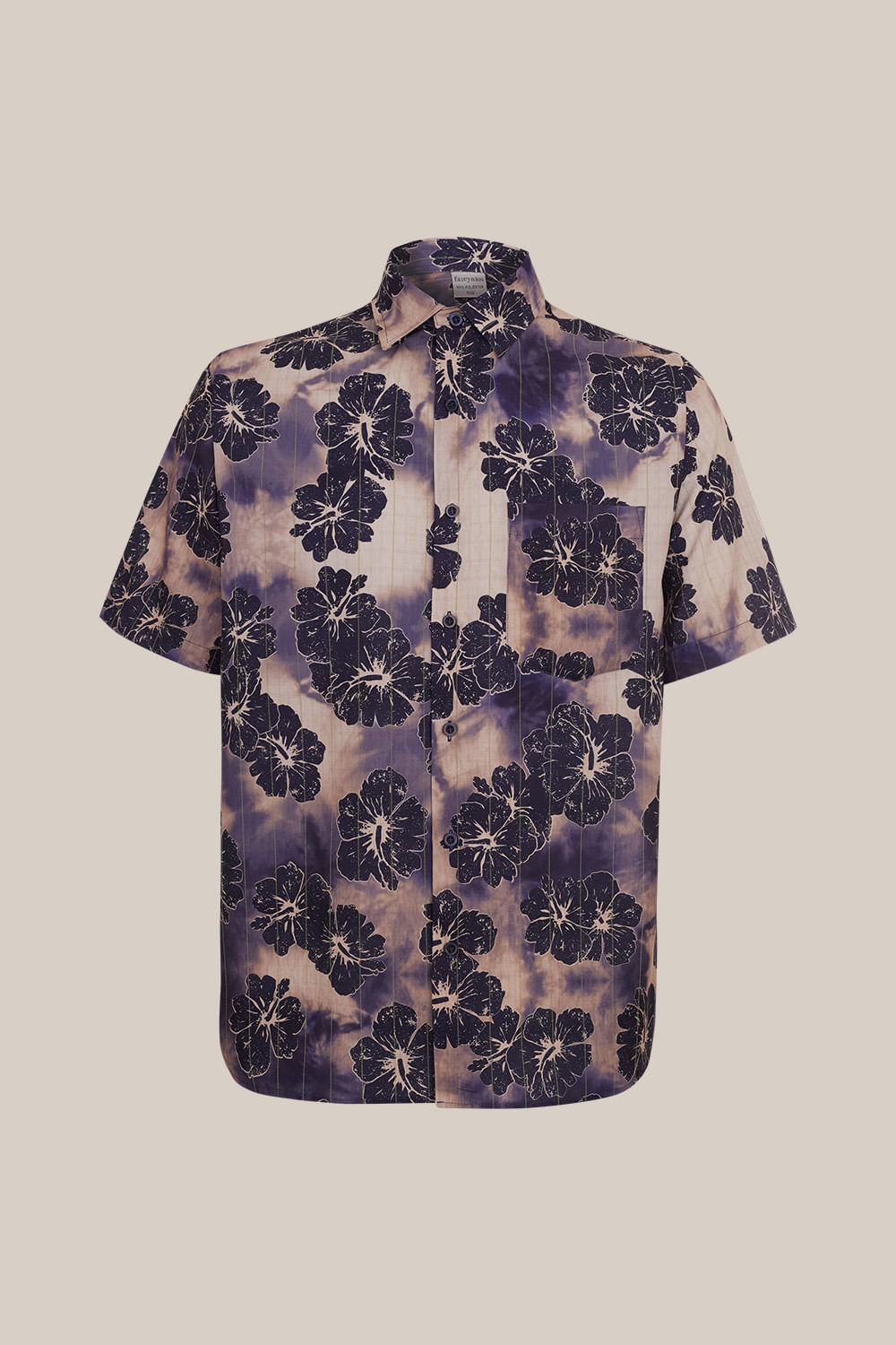 Camisa Microfibra Estampada MC Bege