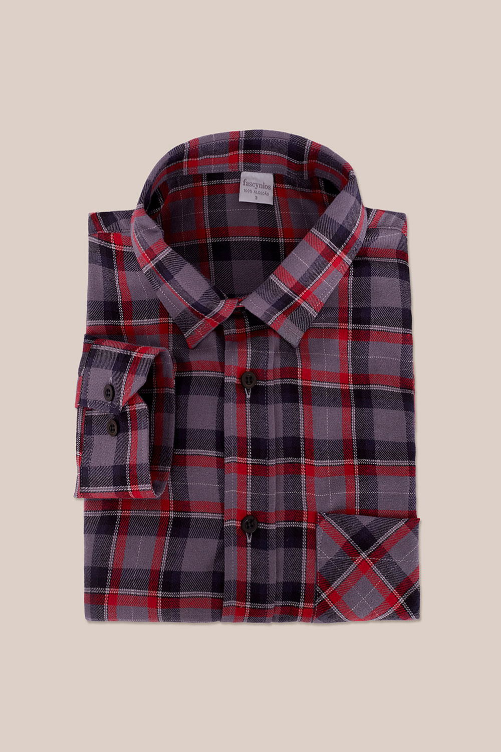 Camisa Xadrez em Flanela ML Cinza