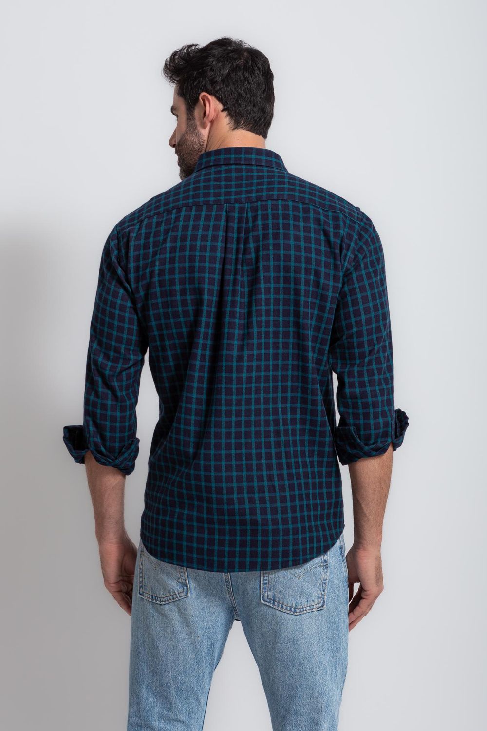 Camisa Xadrez em Flanela ML Azul Escuro