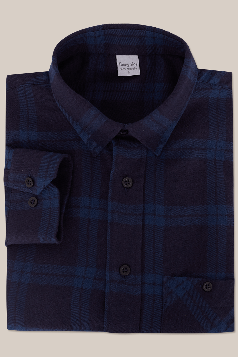 Camisa Xadrez em Flanela ML Azul Médio