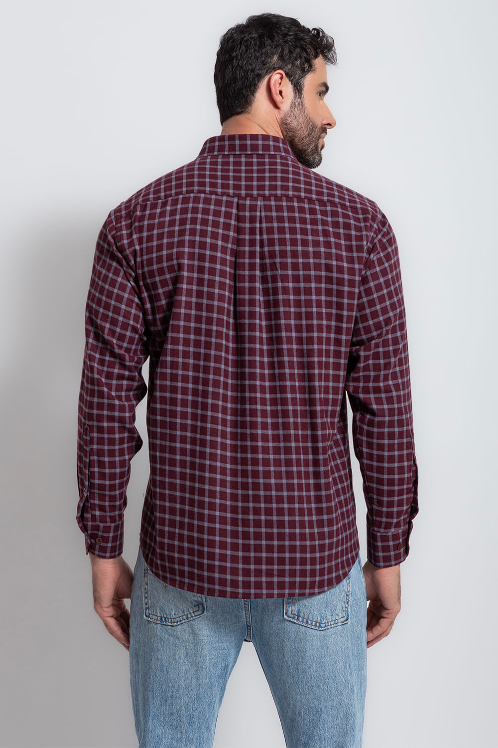 Camisa Xadrez em Flanela ML Bordo