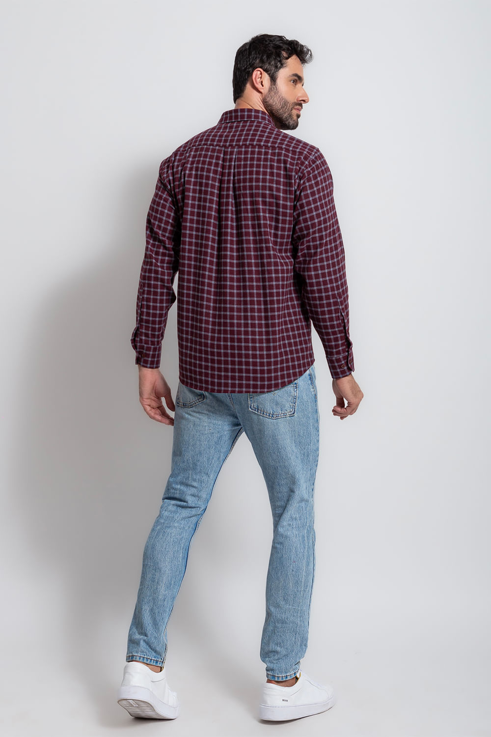 Camisa Xadrez em Flanela ML Bordo