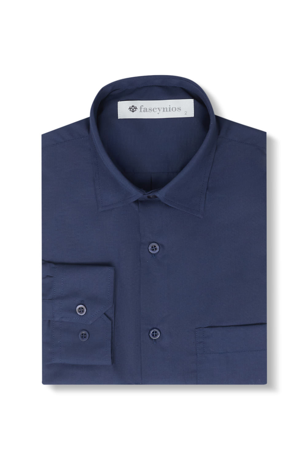 Camisa Social Algodão Misto Azul Escuro