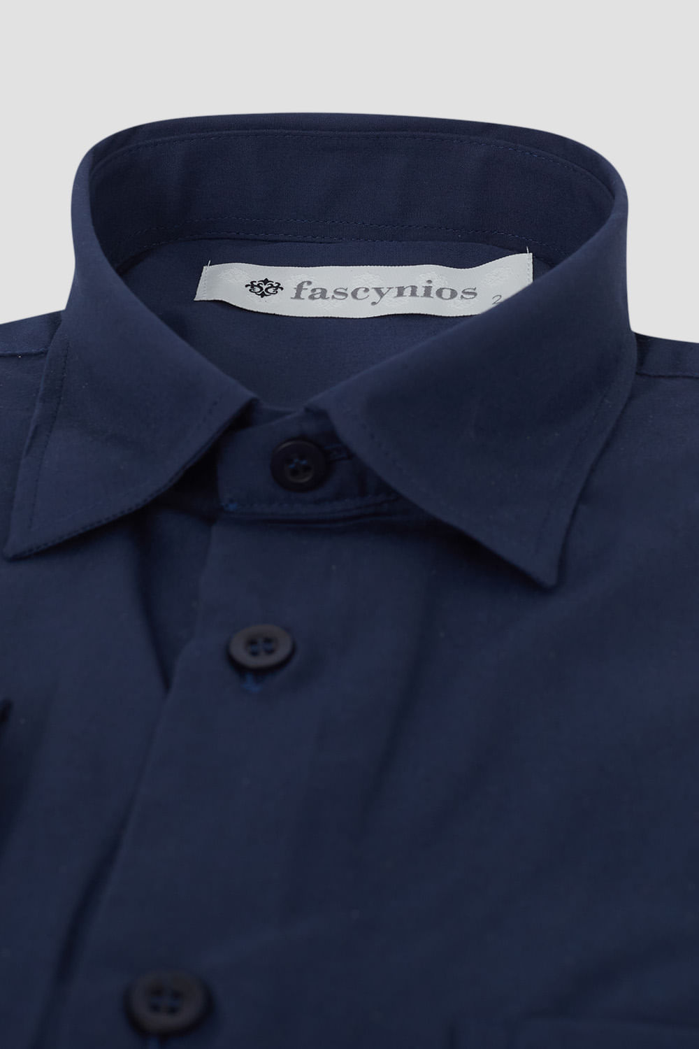Camisa Social Algodão Misto Azul Escuro