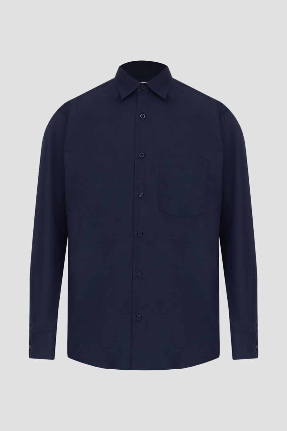 Camisa Social Algodão Misto Azul Escuro