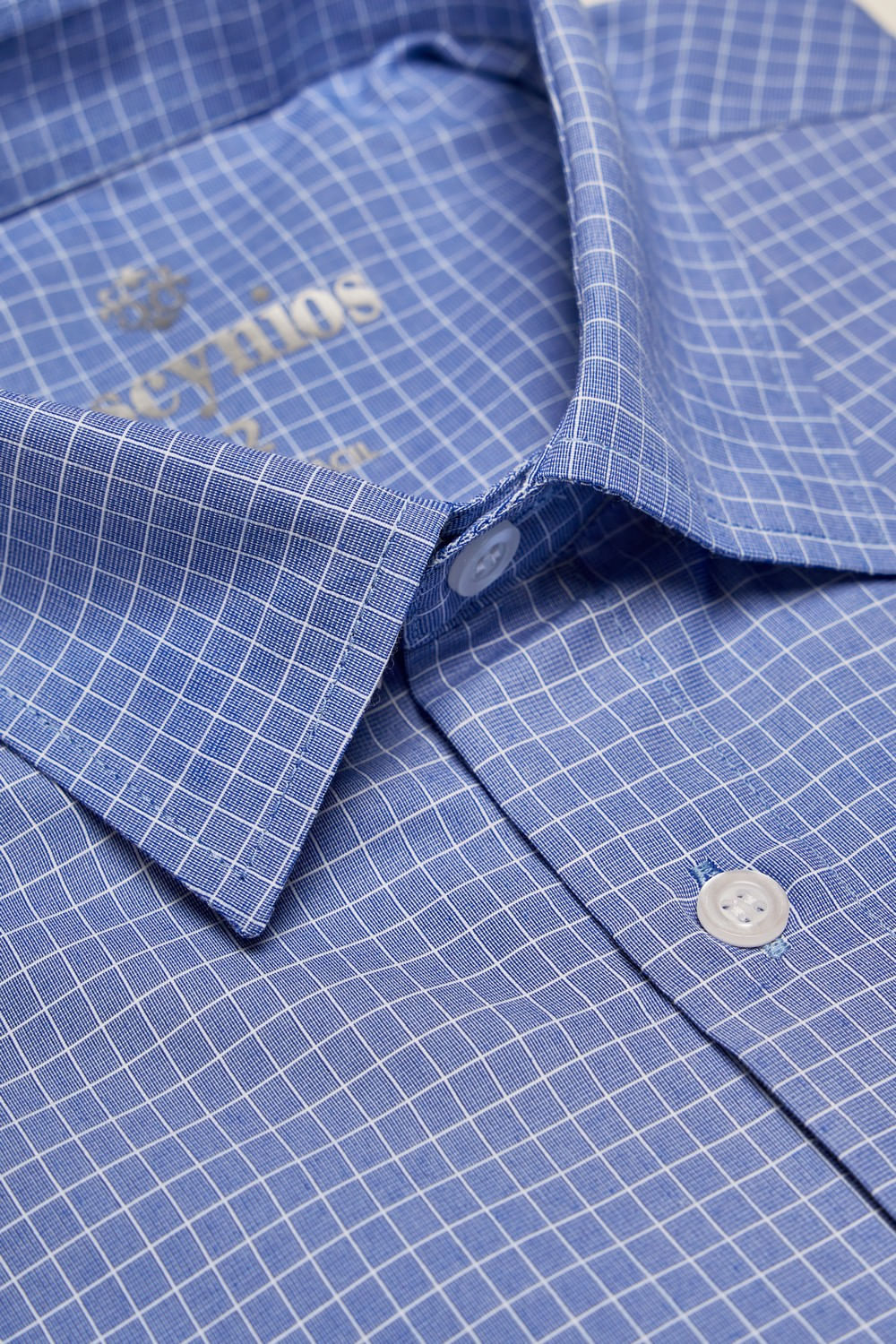Camisa Social Xadrez Passa Fácil ML Azul Claro
