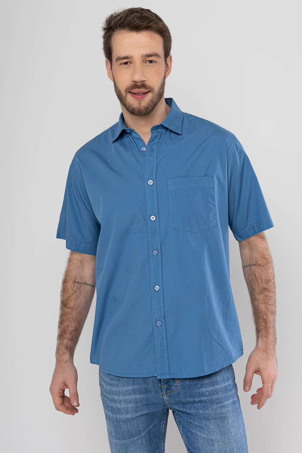 Camisa Algodão MC Azul