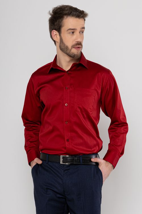 Camisa Social Algodão com Elastano Vermelho