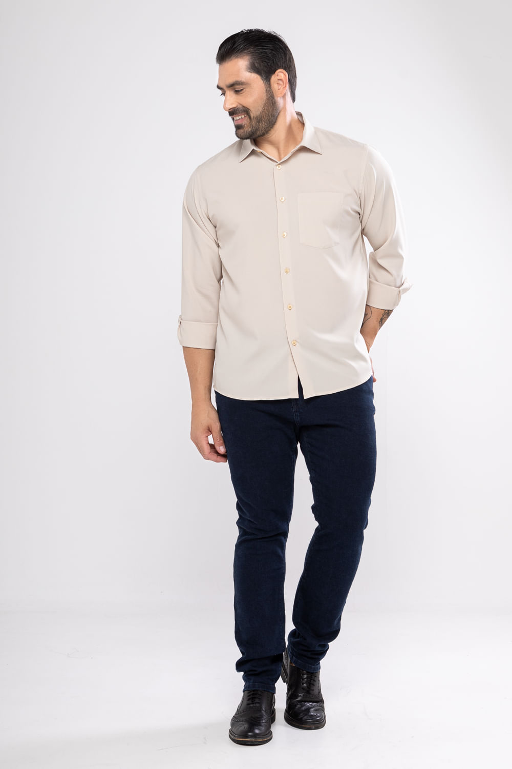 Camisa Microfibra ML Creme